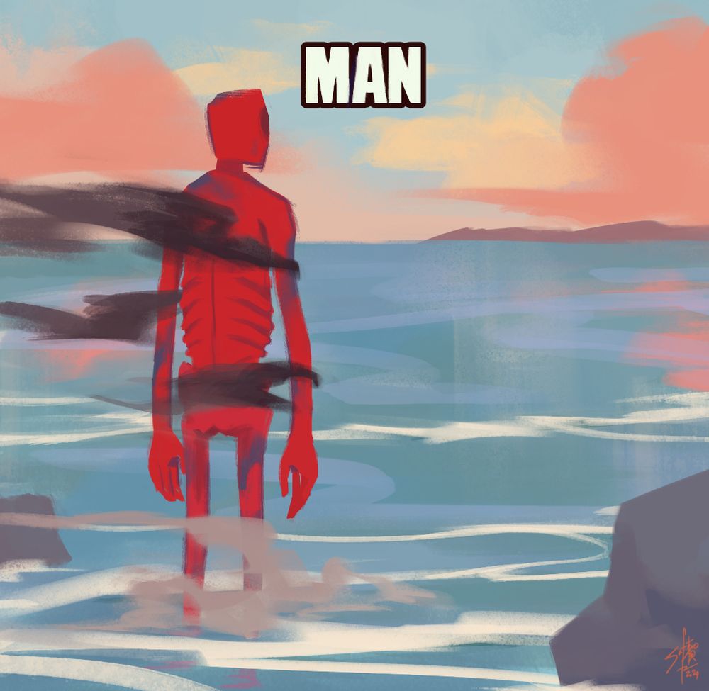 socket man from echo vn looking off at lake emma with the caption "man" #saferoart