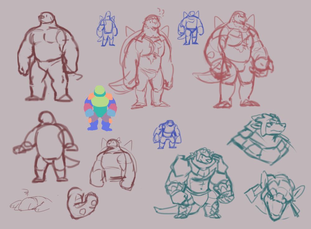 several sketches to figure out some body shapes, bonus Hamir Dungeons of Aether sketches #saferoart