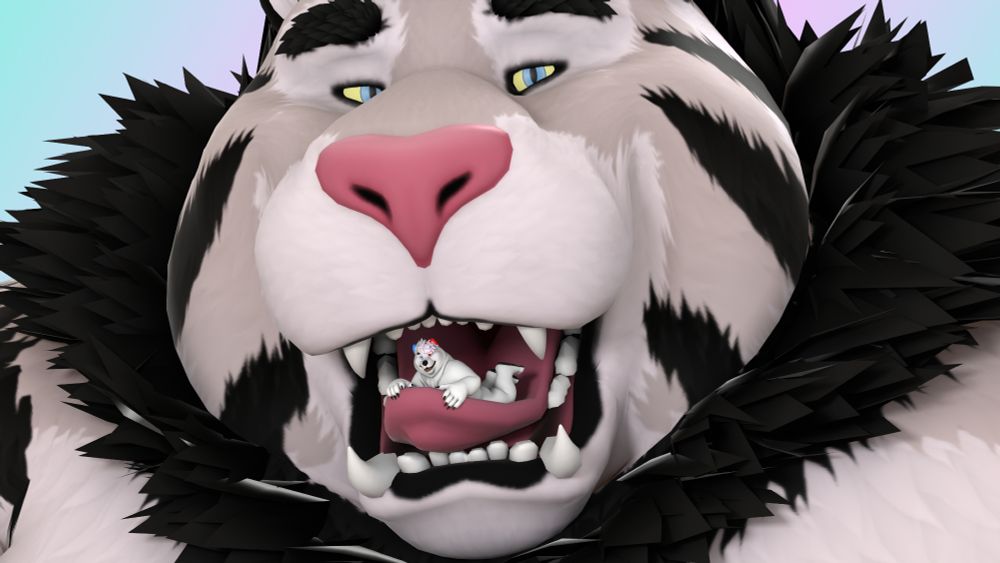 Yuki chilling ontop of Ryken's tongue inside of his mouth for vore day