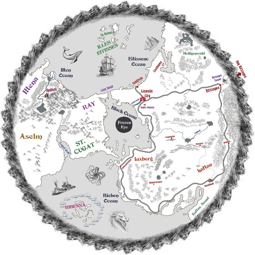 The map of planet Hymber’s dark hemispheroid where the majority of the high fantasy novel I #amquerying is set within my quirky fantasy universe called #Wisteraverse.