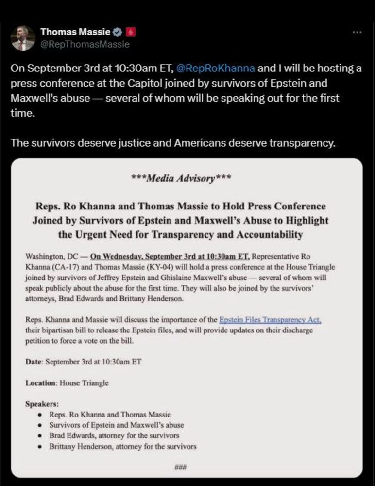 Press release about an upcoming press conference at the Capital by Epste!n survivors. 