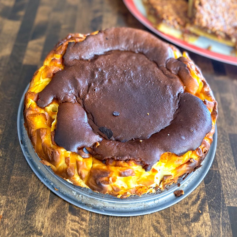 Overhead shot of a basque cheesecake!