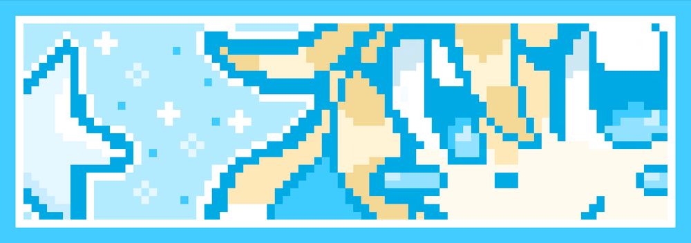 A pixel Choco button against a starry backdrop!