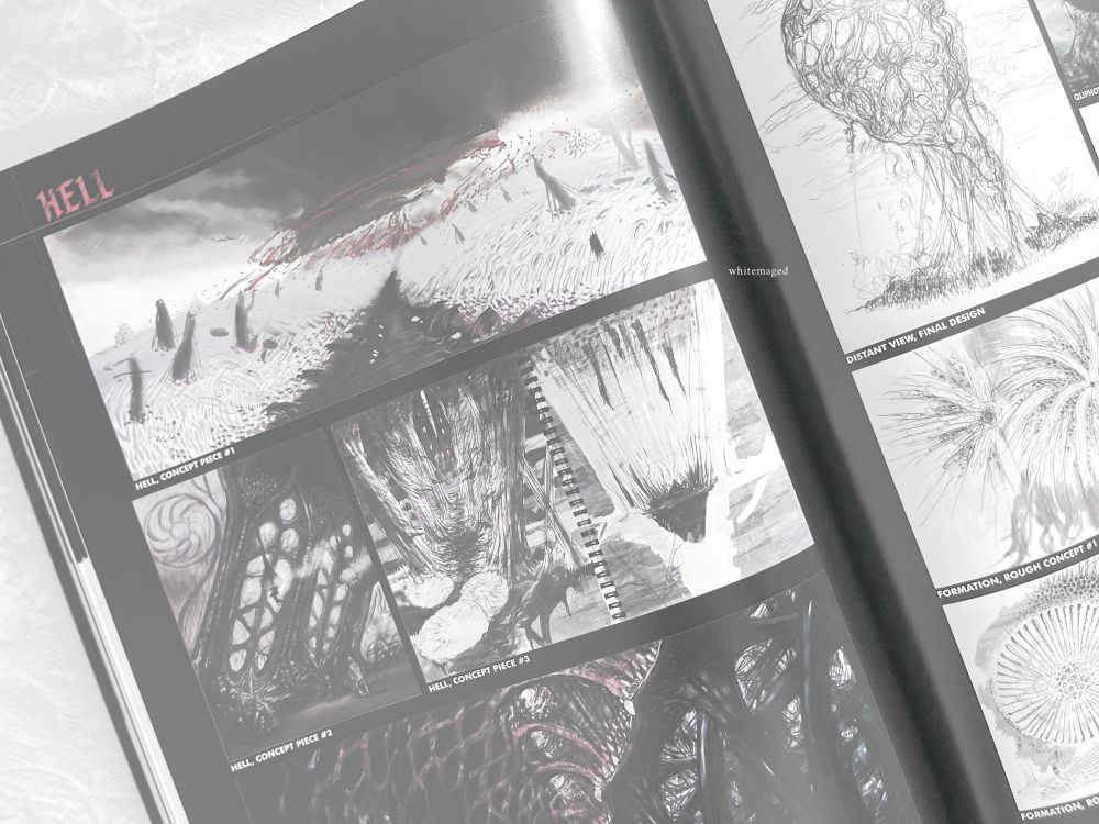 the concept of hell, showcased in the "devil may cry 5: official artworks" art book.
