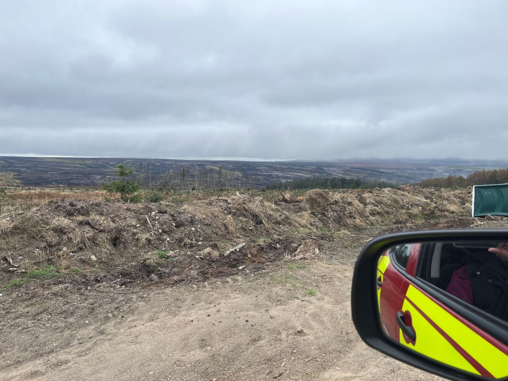 Burnt moorland still smouldering
