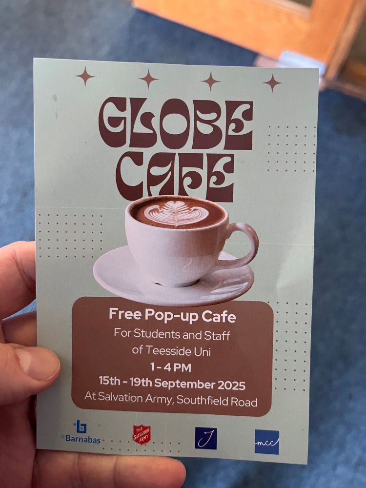 The flyer saying for all staff and students at the uni 15-19th Sept 1-4pm