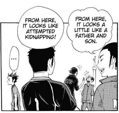 Haikyuu manga panel of Daichi and Kai after their first practise match, talking about Asahi and Shibayama