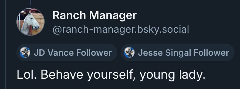 Ranch Manager
JD Vance Follower
Jesse Singal Follower