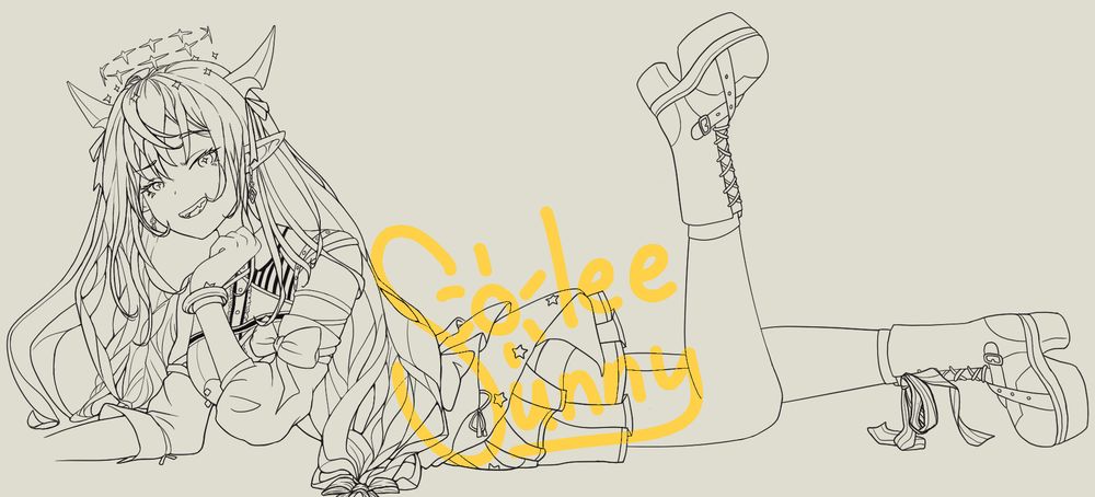 Iris, Idole Hololive English, allongée de profil sur le ventre, qui regarde le spectateur d'un air amusé. Fanart du clip vidéo "Diamond Girlfriend", sa chanson originale.