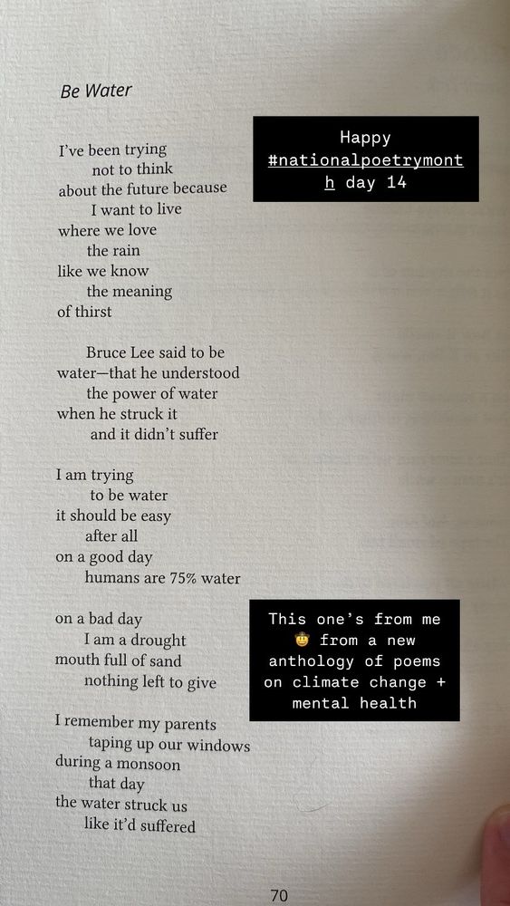 Text of the poem “Be Water” by Grace.