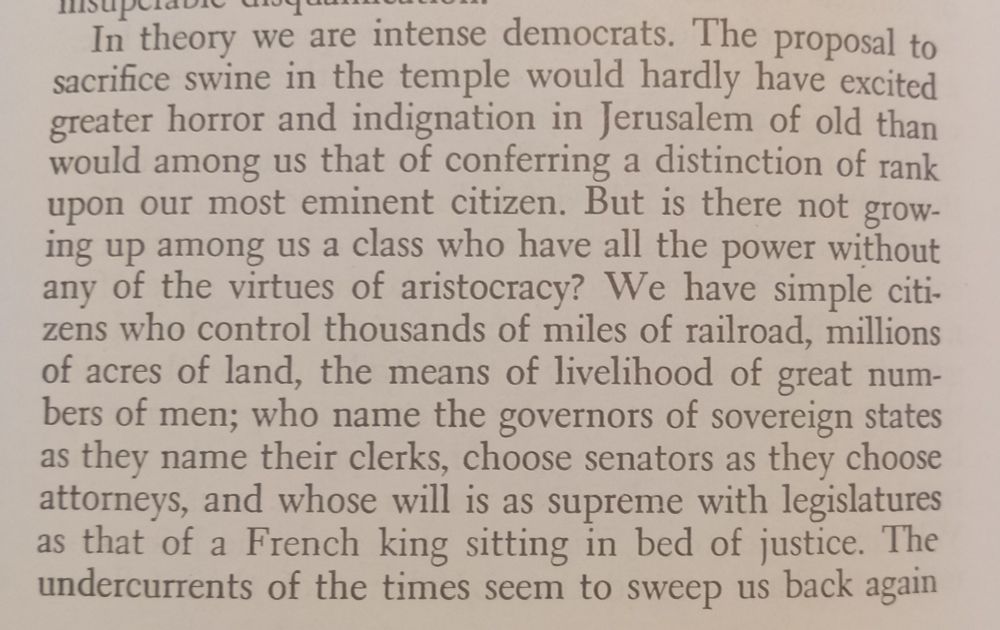 Passage in Progress and Poverty (https://www.gutenberg.org/ebooks/55308.html.images) beginning "In theory we are intense democrats" and running through "seem to sweep us back again"