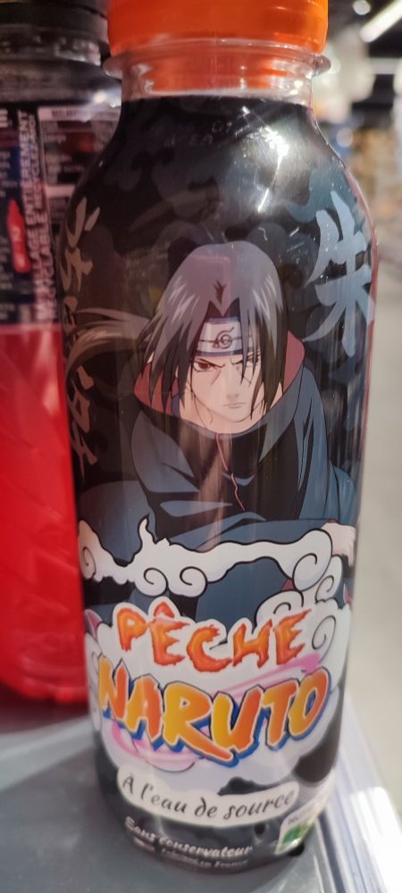 Itachi on a french peach drink bottle