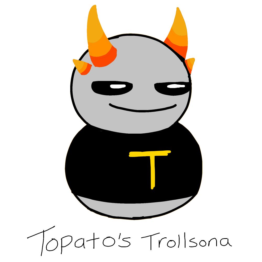 Topato's Trollsona. He has two sets of cool horns with a T on his shirt.
