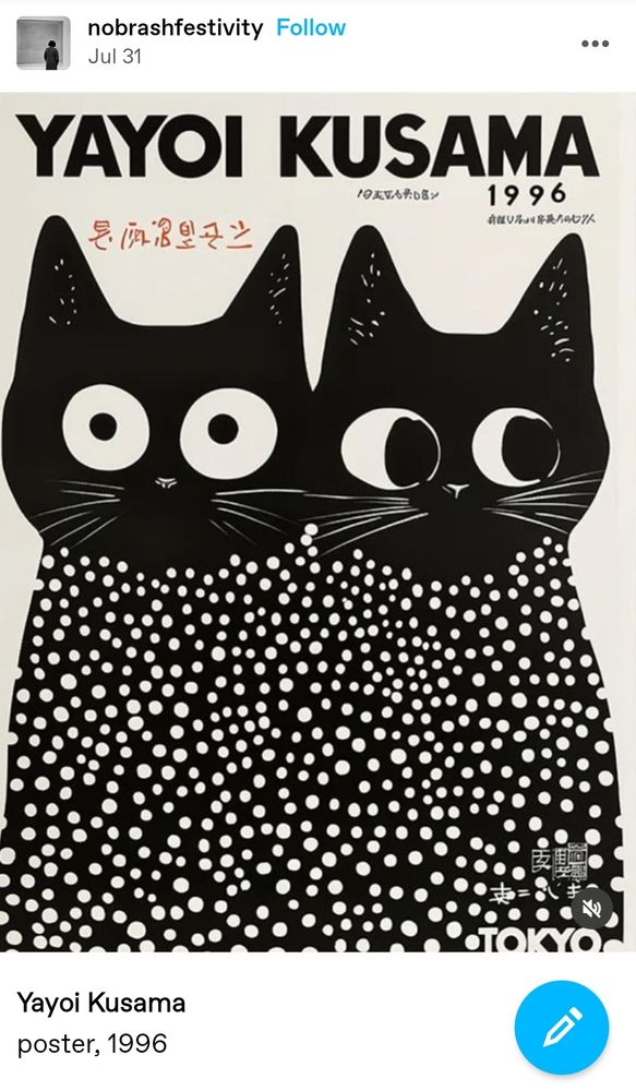 A poster of cats created by Yayoi Kusama