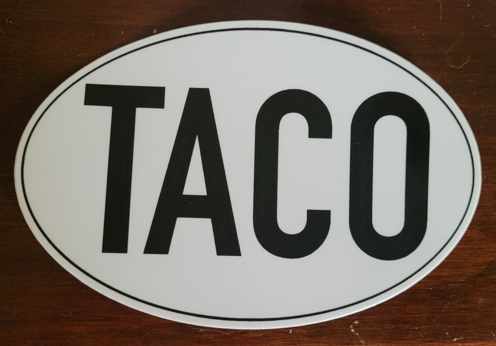 The acronym TACO with an oval border