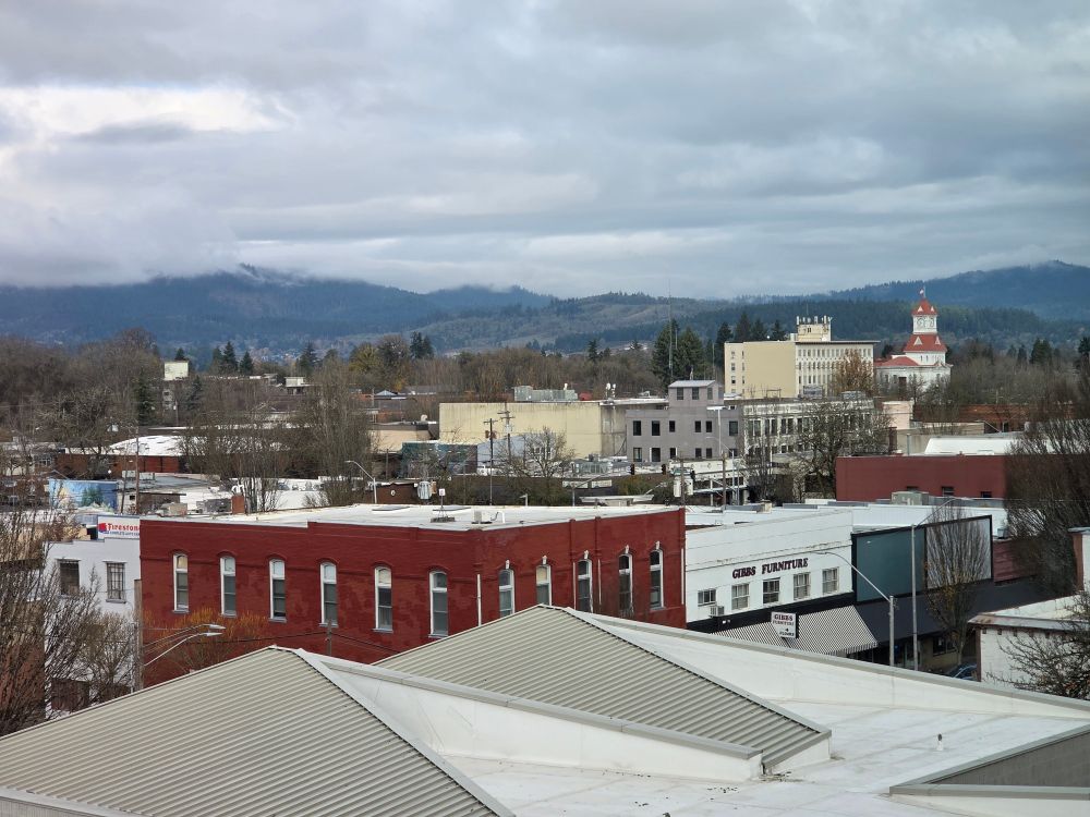 Photo of the Corvallis skyline from a 6th story perspective