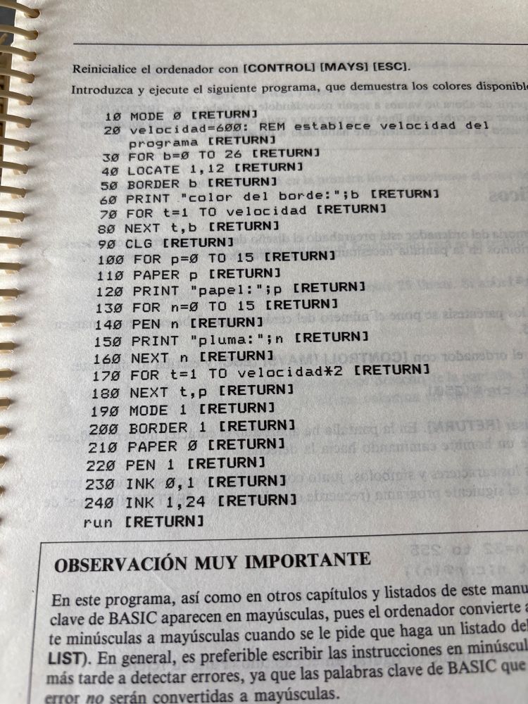 Source code to display available colors in an Amstrad CPC6128