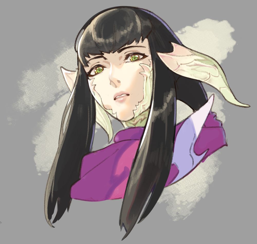 Digital Painting of Yugiri Mistwalker from FFXIV