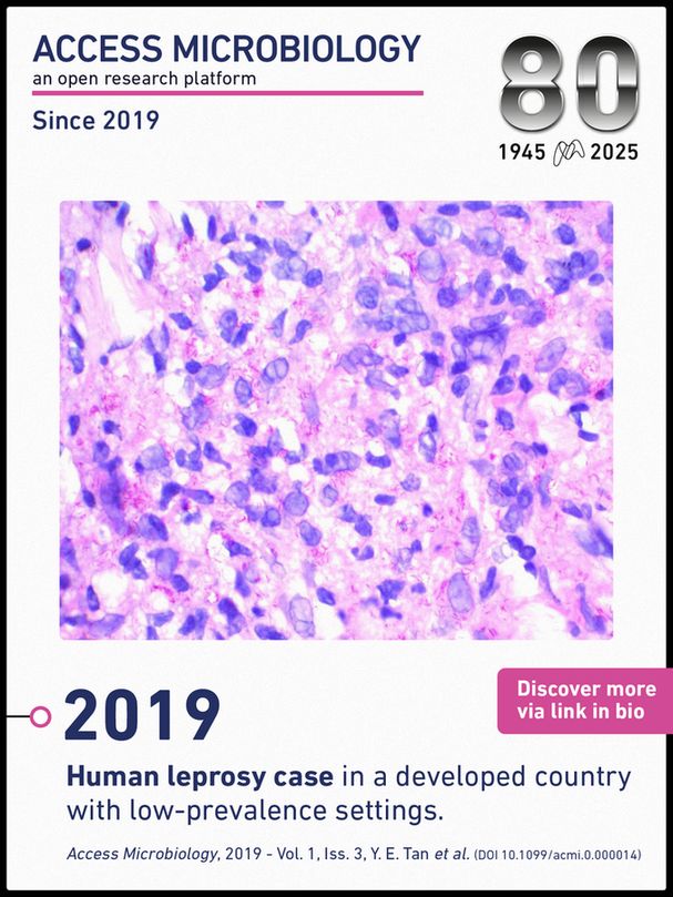 Slide shows shows fite-positive bacilli in a human leprosy case; the picture was published in the Access Microbiology journal in 2019.