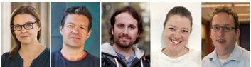 From left to right in individual pictures: Sophie Acton, Pedro Carvalho, Guillaume Jacquemet, Charlotte Kirchhelle and Aryeh Warmflash.