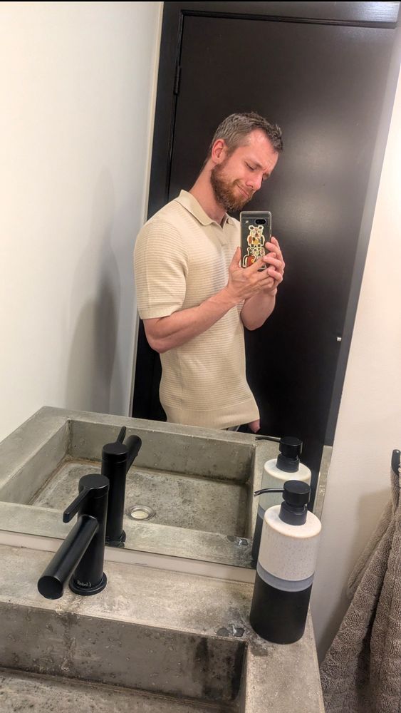 Work bathroom selfie, showing tip of penis. 