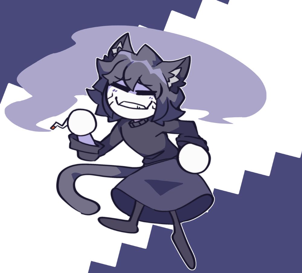 a very old doodle of neco arc chaos from the melty blood/tsukihime series, with him holding a disfigured cigarette
