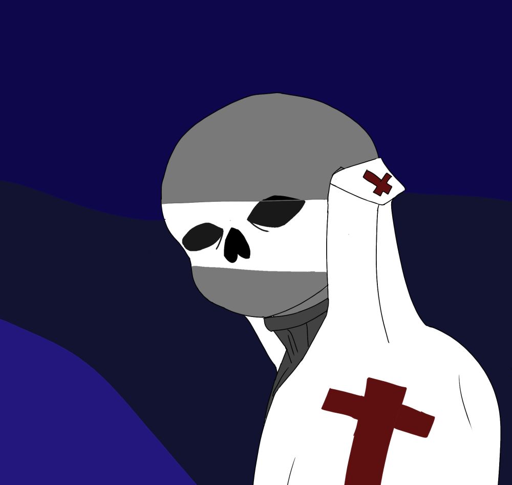 SP! Dusttale sans necroptosis looking at the screen with blacked out eyes and no nose