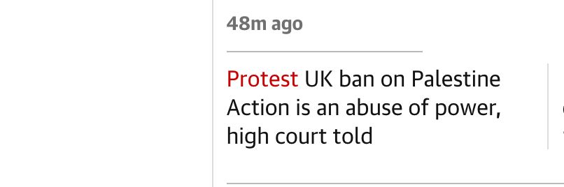guardian newspaper clip on Palestine Action ban