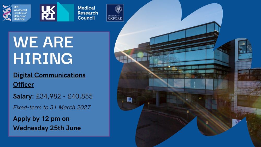 Image showing details for Digital Communications Officer role, including a salary range of £34982 - 40855 and an application deadline of 12pm on the 25th June 2025. 