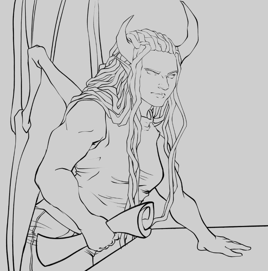 Partially inked Seth, looking annoyed