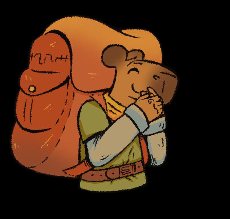 Ilustración de una capibara con mochila y sonriendo