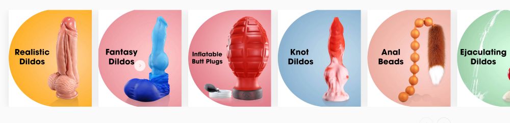 Screenshot from a website show casing various dildos for a test of the bsky labels.