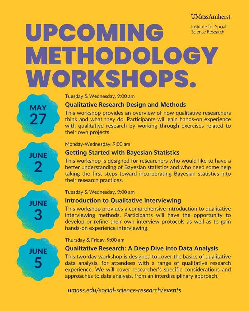 Flyer promoting the upcoming summer methodology workshop offered by ISSR