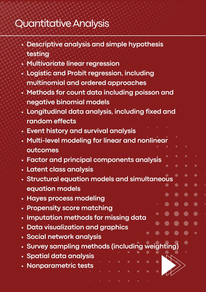 ISSR flyer promoting services in quantitative analysis