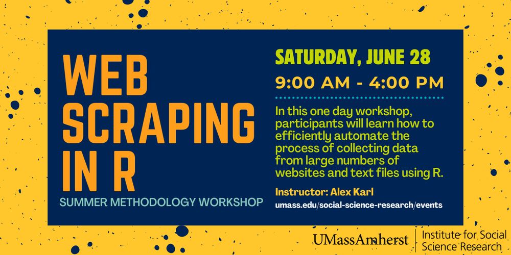 ISSR workshop flyer promoting the Web Scraping in R workshop