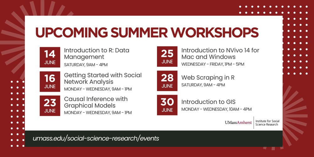 Upcoming summer methodology workshops hosted by ISSR