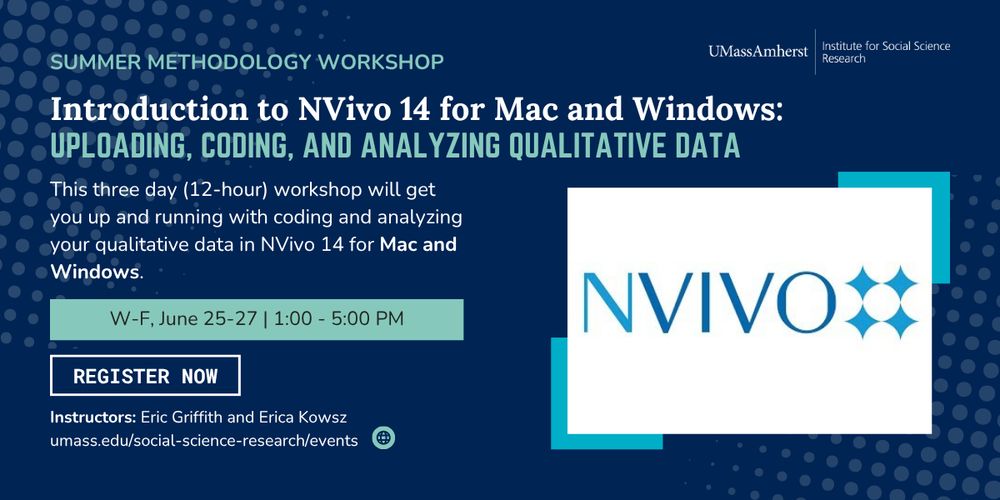 ISSR flyer promoting Introduction to NVivo 14 for Mac and WIndows workshop.