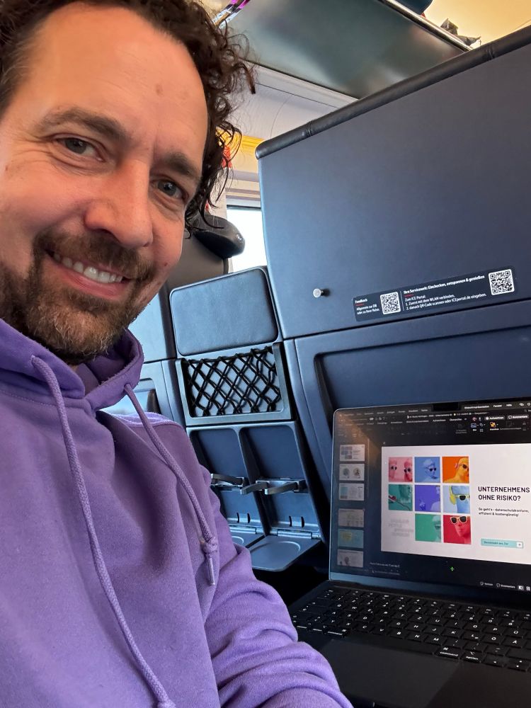 Me sitting in the train, preparing for my presentation tomorrow