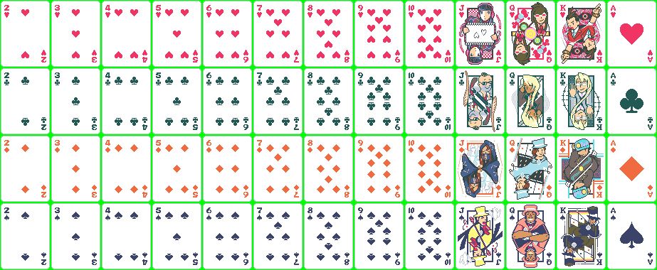 Same as the previous image, but placed on top of the Balatro card template as they would be in-game.