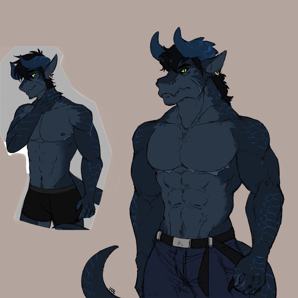 Ayrens in his half dragon form left is from 2022 early redesign, right is 2025 current look