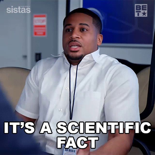 a man in a white shirt says " it 's a scientific fact " while sitting in a chair