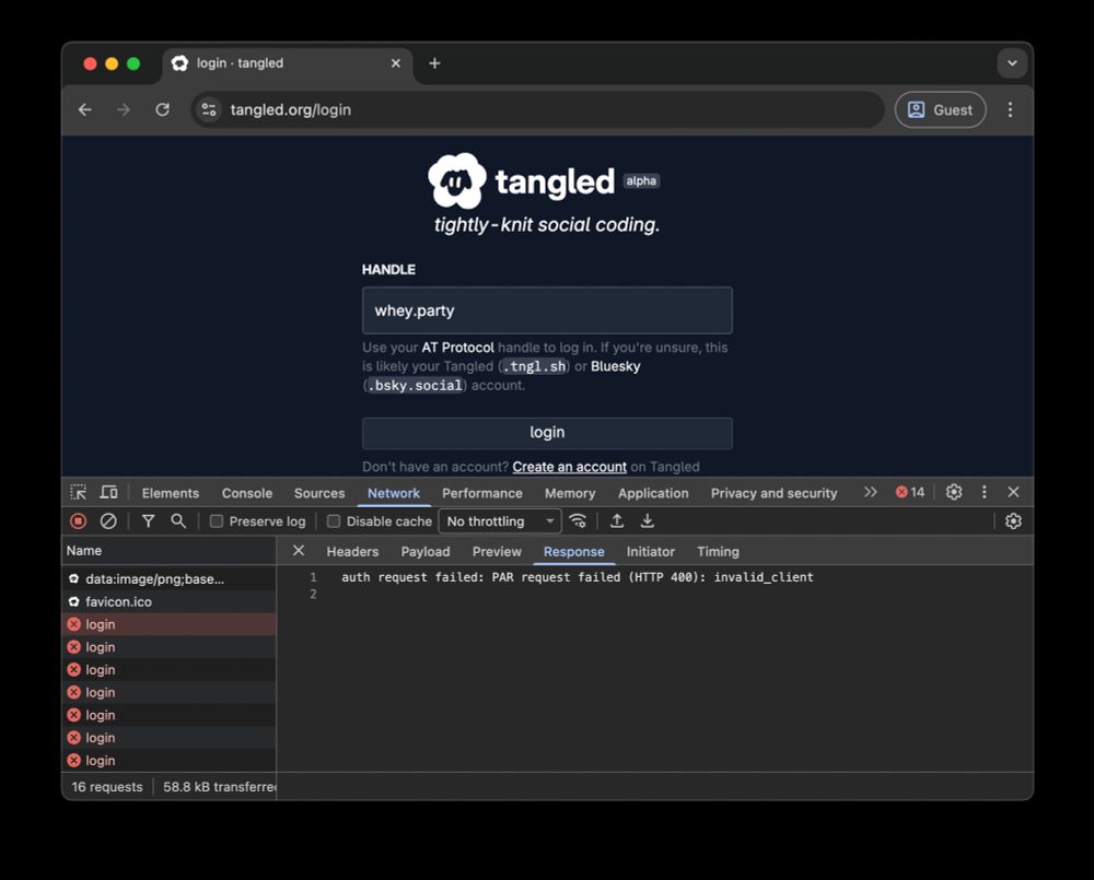 auth request failed: PAR request failed (HTTP 400): invalid_client