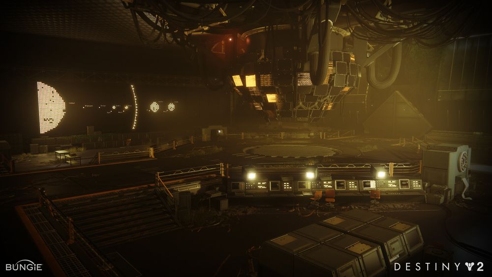 my destiny 2 in game environment i worked on, creating many palette pieces based off Dima Goryainov's amazing concepts for retro golden age style tech in a Rasputin research bunker