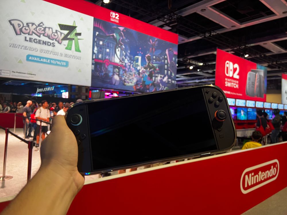 Holding my Nintendo Switch 2 at the Nintendo booth at PAX West