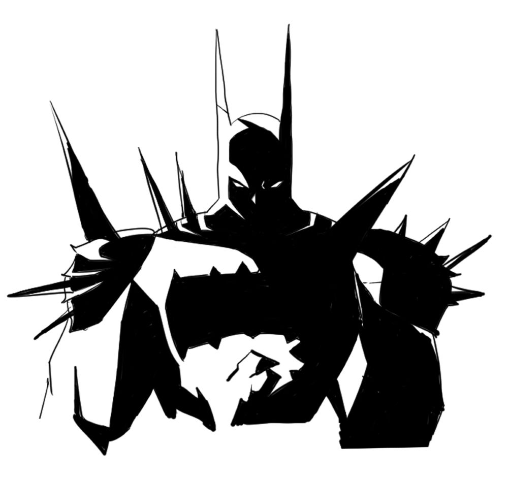 A monochrome silhouette of absolute batman