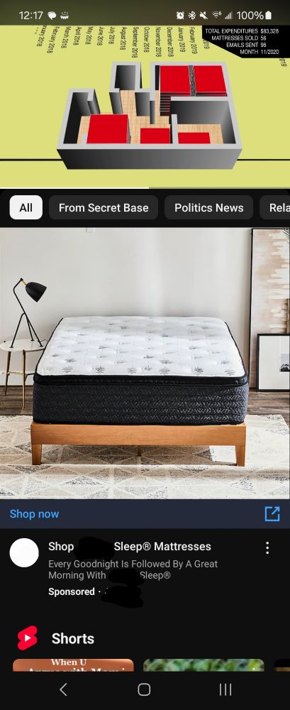 an ad for a mattress on a video about mattresses that are pretty good.