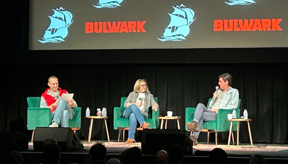 Photo of JVL, Sarah, and Tim at Bulwark Live event in DC