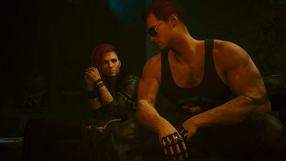 V talking to VG in Jackie's garage