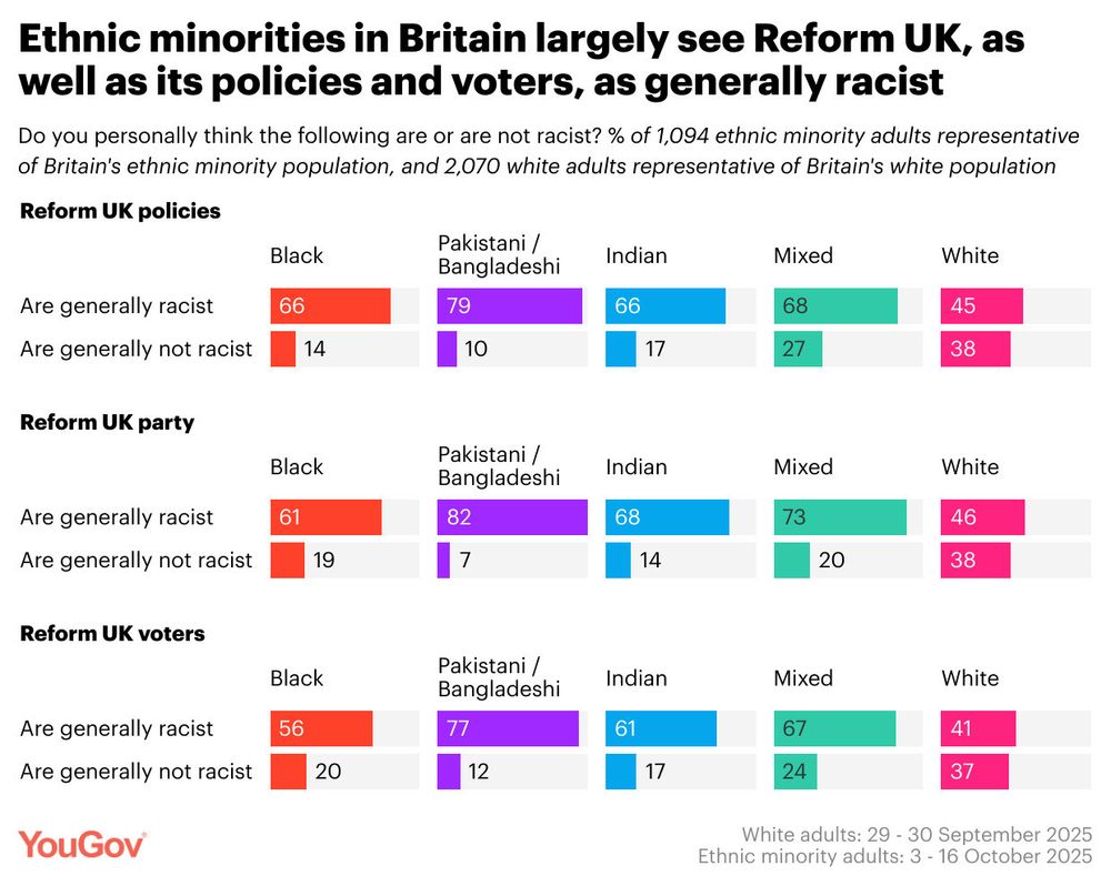 Ethnic minorities in Britain see Reform UK, as well as its policies and voters, as generally racist