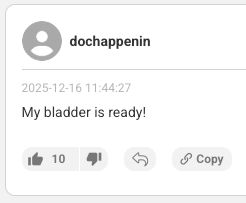 AN online comment for the movie Avatar: Fire and Ash that says "My bladder is ready!"